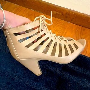 Worn once: Nude laced up heels